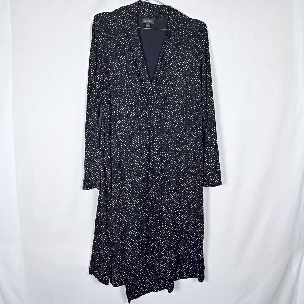 J. Jill Wearever Black/White Polka Dot V-Neck Long Sleeve Midi Shift M